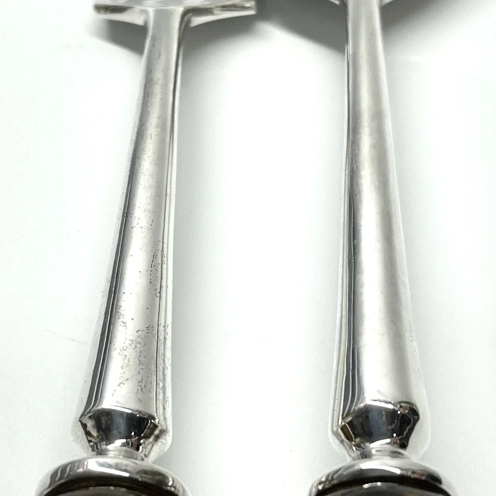 Serving Utensils Set Stainless Steel Amber Glass Handle Fork And Spoon Unbranded
